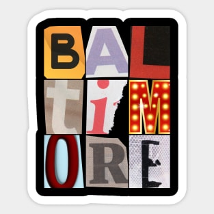 ABSTRACT BALTIMORE WITH VINTAGE LETTERS DESIGN Sticker